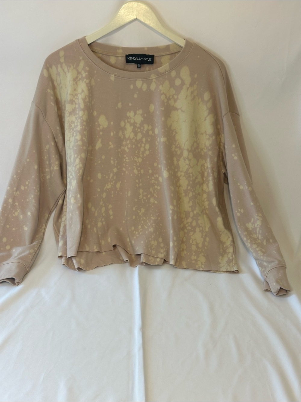 Kendall & Kylie Beige Cream Splatter Crewneck Sweatshirt
